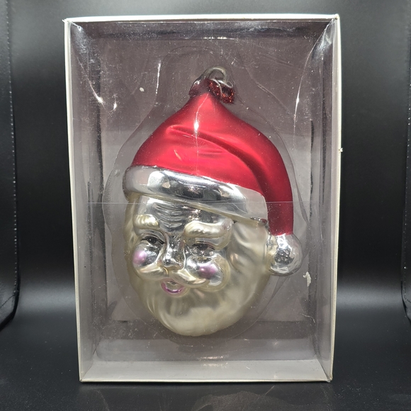 VTG Department 56 Mercury Glass 9" Santa Face Ornament With Box & Tags - Picture 11 of 16